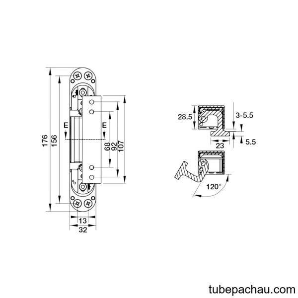 Bản Lề Âm 3D Cho Cửa 80Kg Hafele 927.03.049