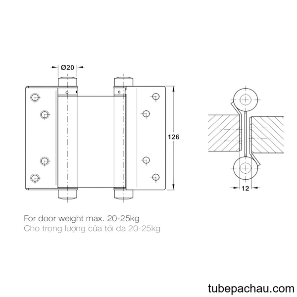 Bản Lề Bật 2 Chiều 5'' Hafele 927.97.060