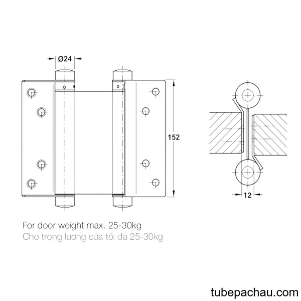 Bản Lề Bật 2 Chiều 6'' Hafele 927.97.080
