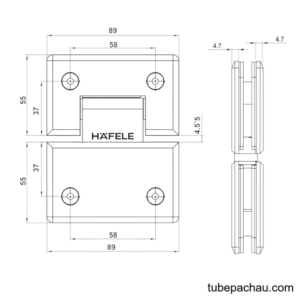 Bản Lề Kính - Kính 180º Hafele 499.05.853