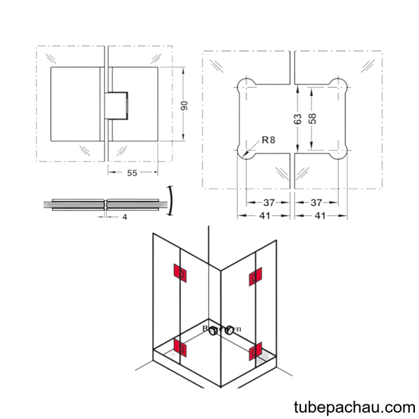 Bản Lề Kính-Kính 180º Hafele 981.00.512