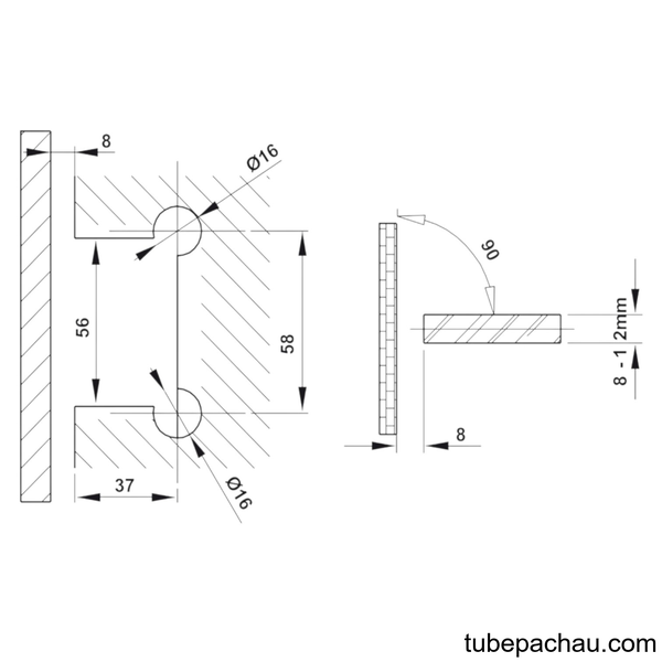 Bản Lề Kính - Tường 90º Hafele 499.05.851