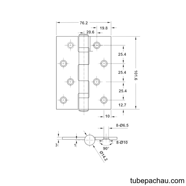 Bản Lề Lá 2 Vòng Bi 70Kg Hafele 489.05.021
