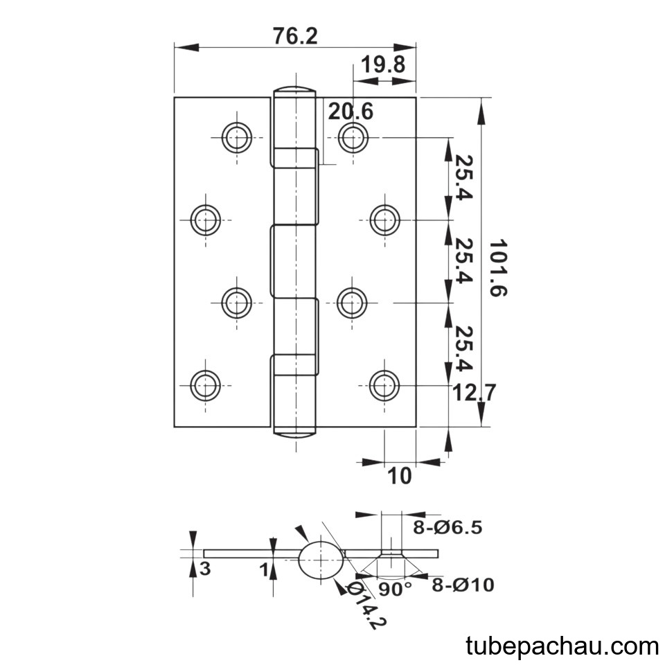 Bản Lề Lá 2 Vòng Bi 70Kg Hafele 489.05.022