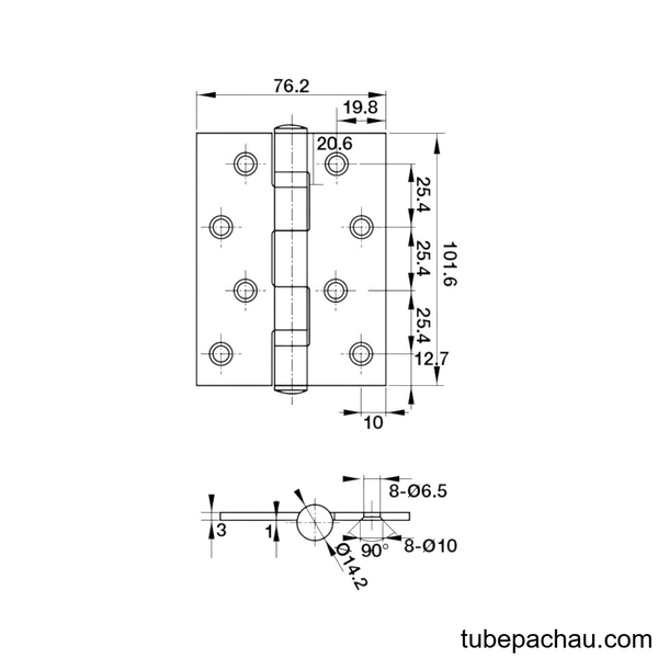 Bản Lề Lá 2 Vòng Bi 70Kg Hafele 926.20.112