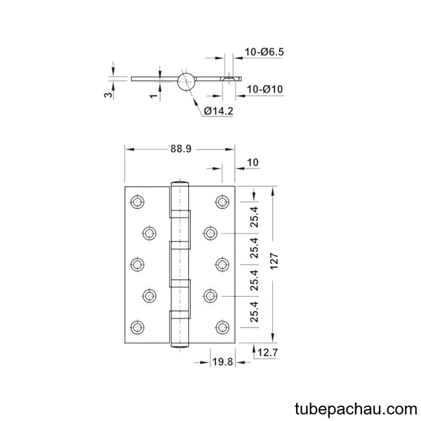 Bản Lề Lá 2 Vòng Bi 80Kg Hafele 926.20.120