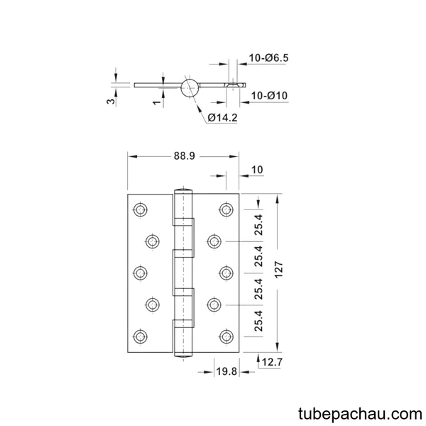 Bản Lề Lá 2 Vòng Bi 80Kg Hafele 926.41.288