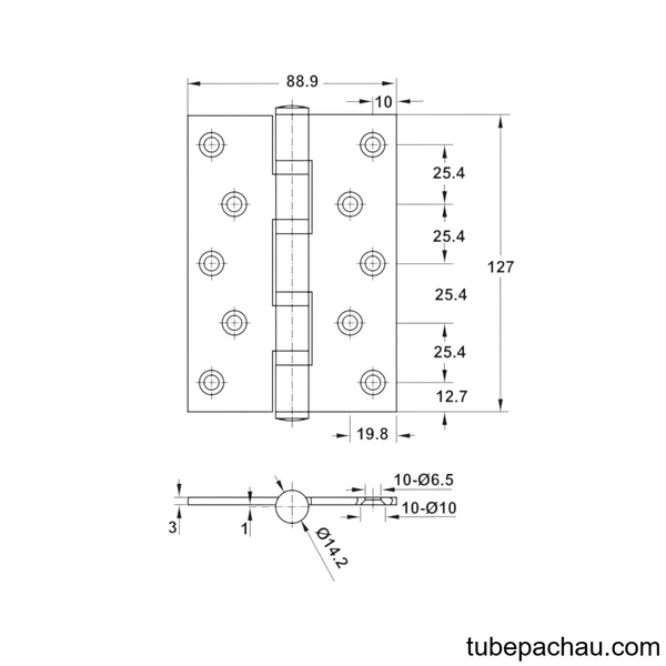 Bản Lề Lá 4 Vòng Bi 80Kg Hafele 489.05.025