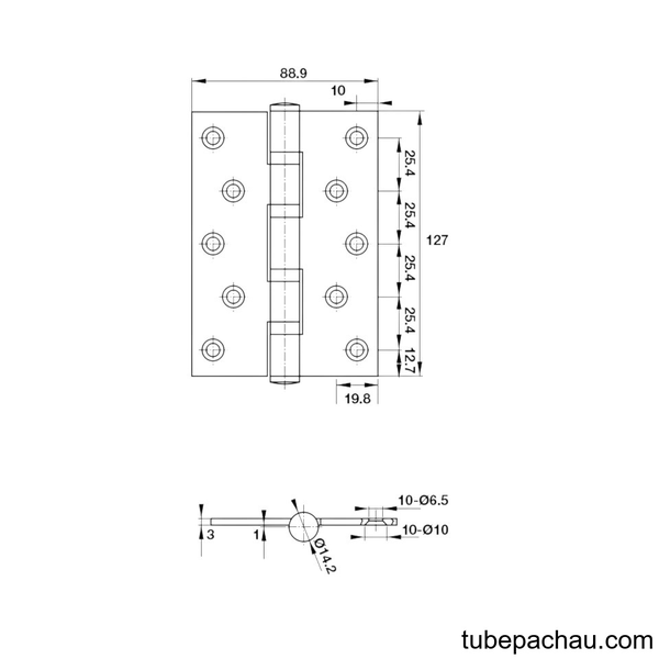 Bản Lề Lá 4 Vòng Bi 80Kg Hafele 926.20.053