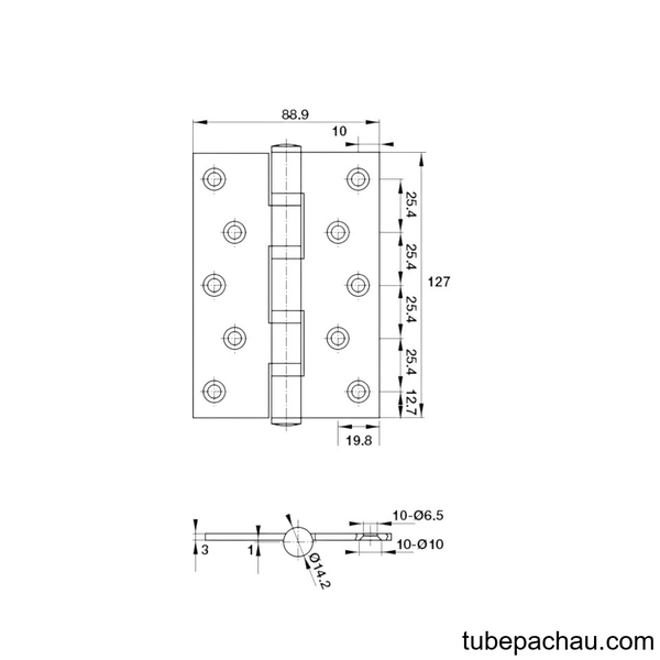 Bản Lề Lá 4 Vòng Bi 80Kg Hafele 926.25.208