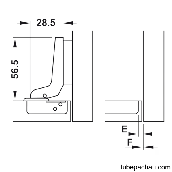 Bản Lề Lọt Lòng Metalla A 110° Không Bật Hafele 315.31.552