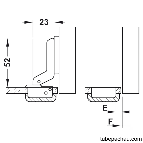 Bản Lề Lọt Lòng Metalla Mini A 95º Cửa Kính Hafele 311.01.075