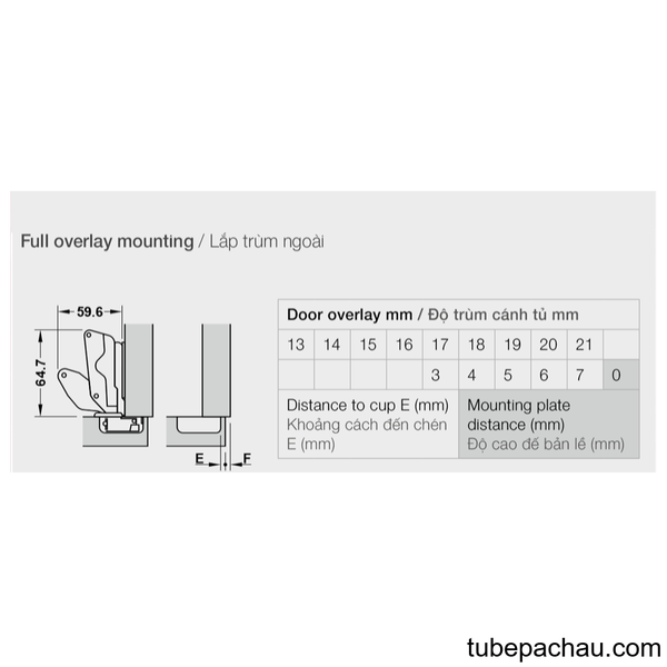 Bản Lề Lọt Lòng Metalla SM 165º Hafele 315.02.752