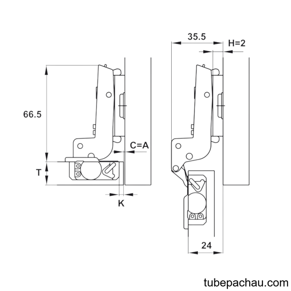 Bản Lề Lọt Lòng Metallamat Neo 110º Hafele 334.20.011