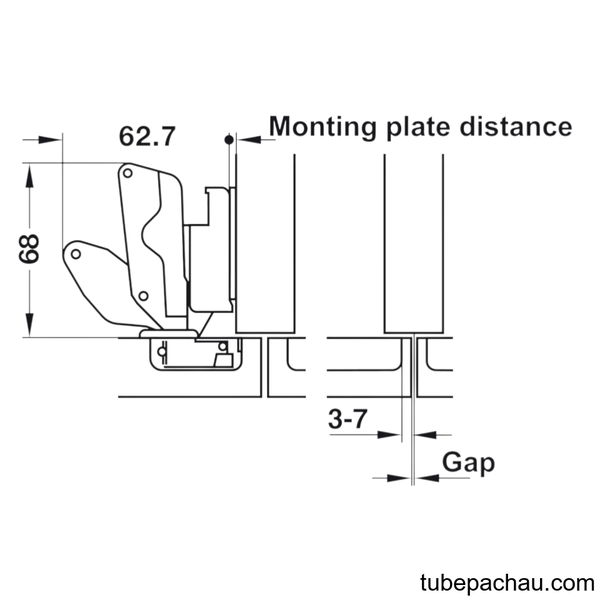 Bản Lề Metalla A 165° Trùm Nửa Hafele 311.93.502