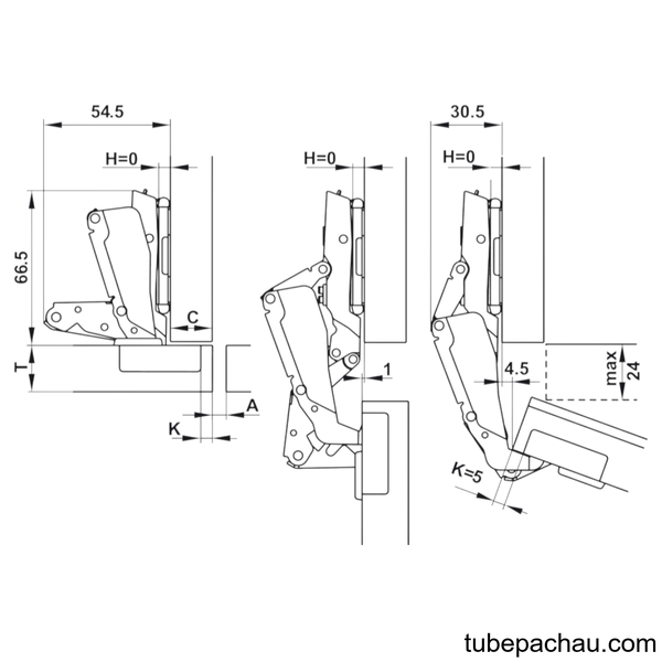 Bản Lề Mettamat Neo 155º Hafele 334.00.005