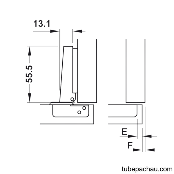 Bản Lề Trùm Ngoài Metalla A 110° Không Giảm Chấn Hafele 311.01.077