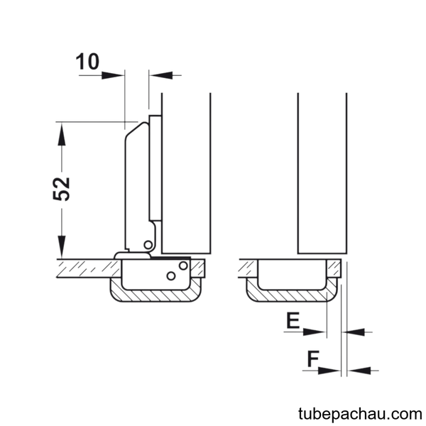 Bản Lề Trùm Ngoải Metalla Mini A 95º Cửa Kính Hafele 311.01.073