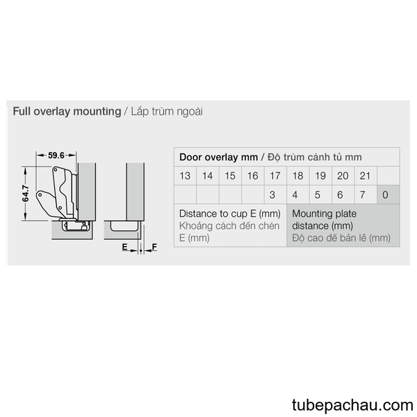 Bản Lề Trùm Ngoài Metalla SM 165º Hafele 315.02.750