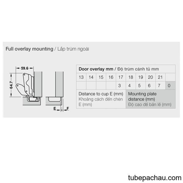 Bản Lề Trùm Ngoài Metalla SM 165º Hafele 315.28.750
