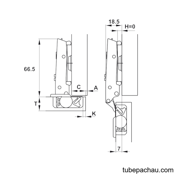 Bản Lề Trùm Ngoài Metallamat Neo 110º Hafele 334.00.011