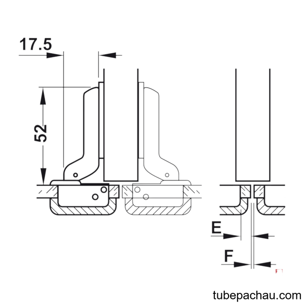 Bản Lề Trùm Nửa Metalla Mini A 95º Cửa Kính Hafele 311.01.074