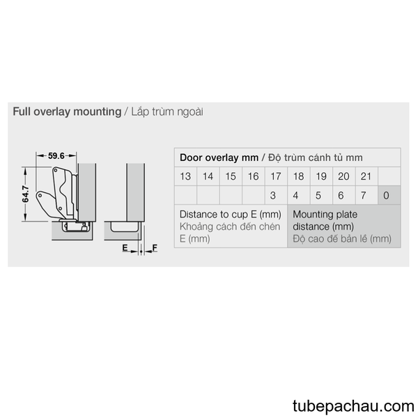 Bản Lề Trùm Nửa Metalla SM 165º Hafele 315.02.751