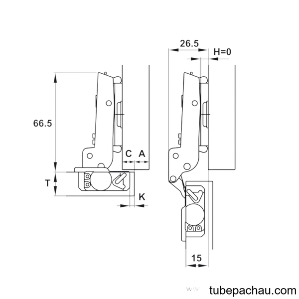 Bản Lề Trùm Nửa Metallamat Neo 110º Hafele 334.10.001