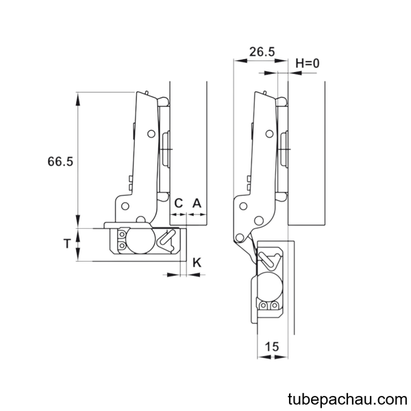 Bản Lề Trùm Nửa Metallamat Neo 110º Hafele 334.10.011