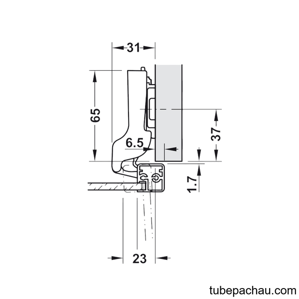 Bản Lề Trùm Nửa Tủ Khung Nhôm Hafele 311.68.511