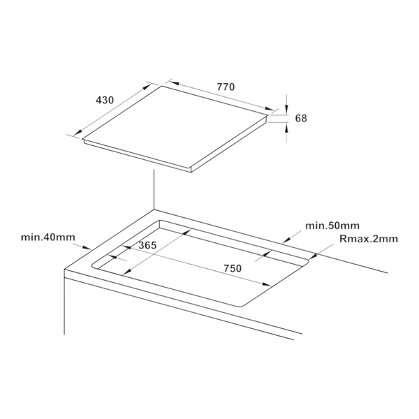 Bếp Từ 3 Vùng Nấu HC-IF77D Hafele 536.61.665