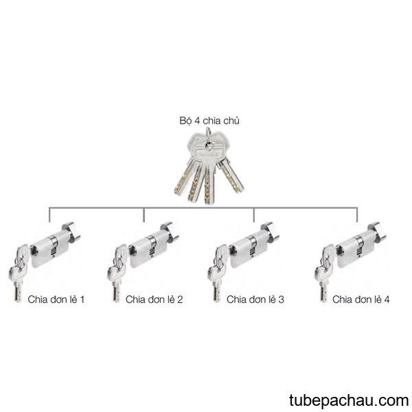 Bộ 4 Ruột Khóa Chìa Chủ Một Cấp Hafele 489.56.411