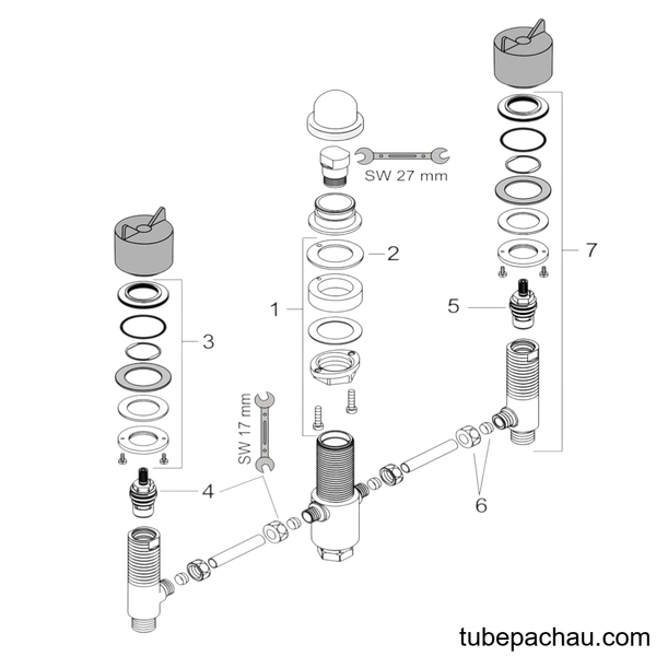 Bộ Âm Cho Bộ Trộn Bồn Tắm 3 Lỗ Hansgrohe 589.29.170