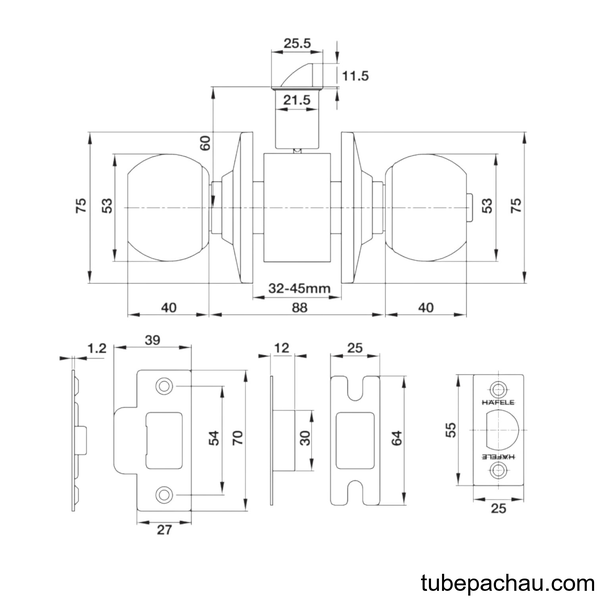 Bộ Khóa 4 Ổ Khóa Tròn Và Chìa Chủ Hafele 489.93.253