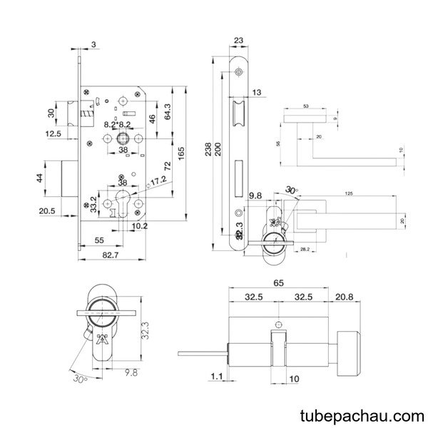 Bộ Khóa Cửa Tay Nắm Chụp DIY Hafele 499.63.803
