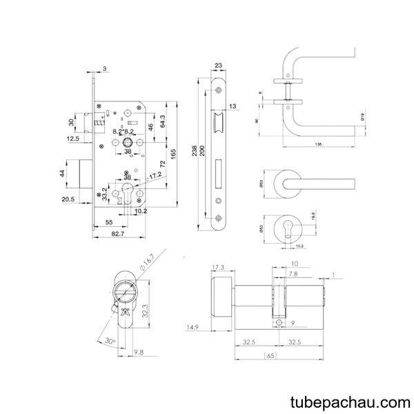 Bộ Khóa Tay Nắm Cửa Vệ Sinh Hafele 489.10.661