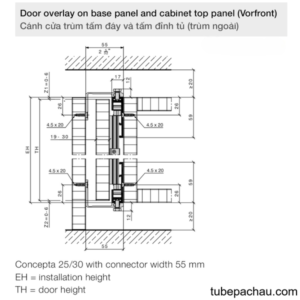 Bộ Phụ Kiện Cửa 25Kg Concepta Hafele 408.30.045