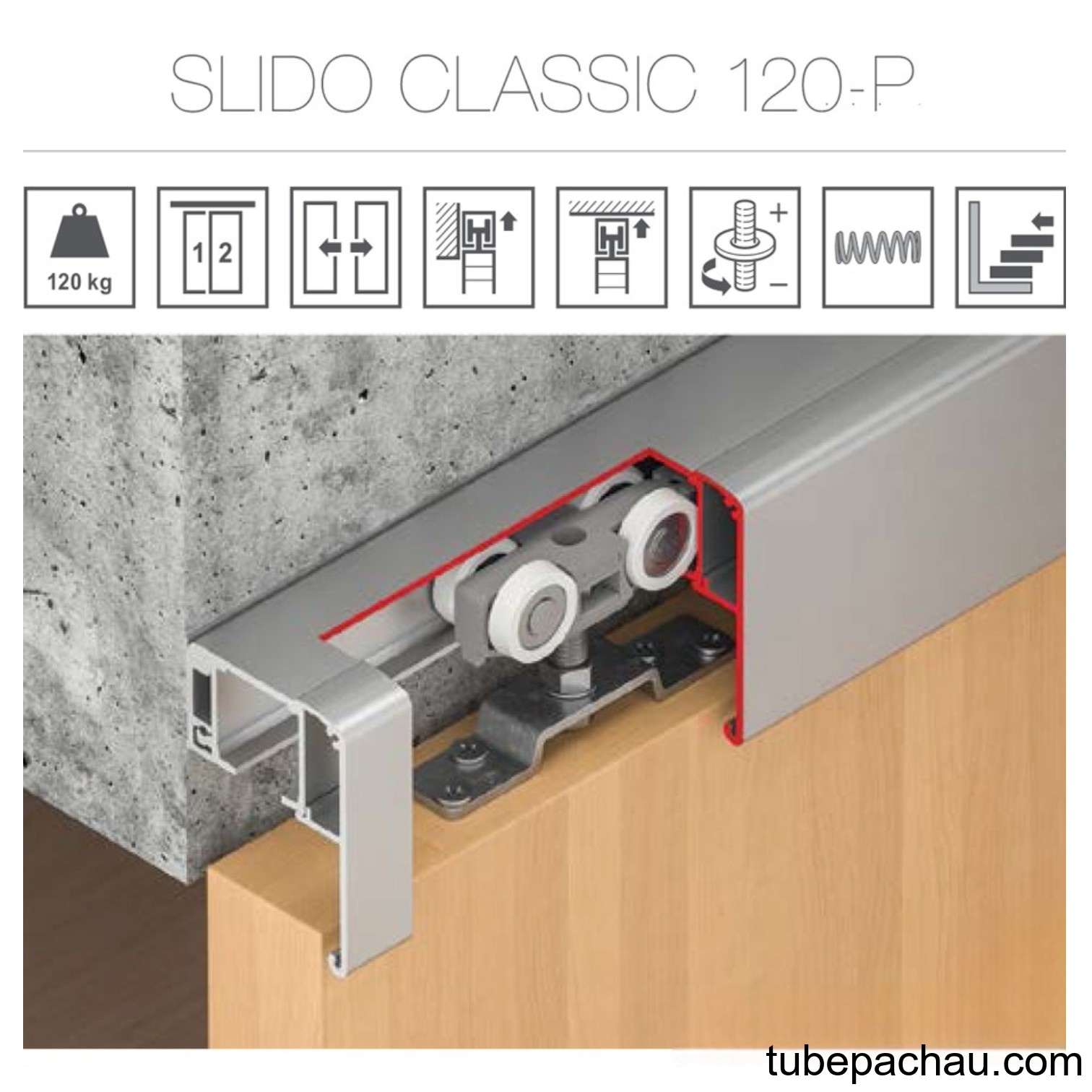 Bộ Phụ Kiện Cửa Trượt 120Kg Slido Classic 120P Hafele 941.02.036