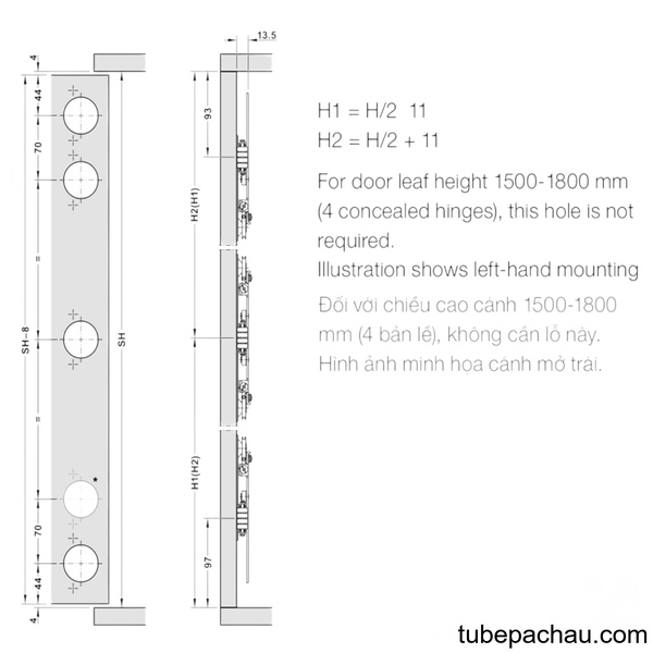 Bộ Phụ Kiện Cửa Trượt Xoay Slido F-Park71 25B Hafele 408.25.001