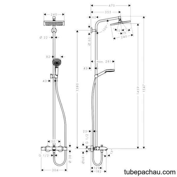 Bộ Thanh Sen Điều Nhiệt Crometta E Hafele 589.54.515