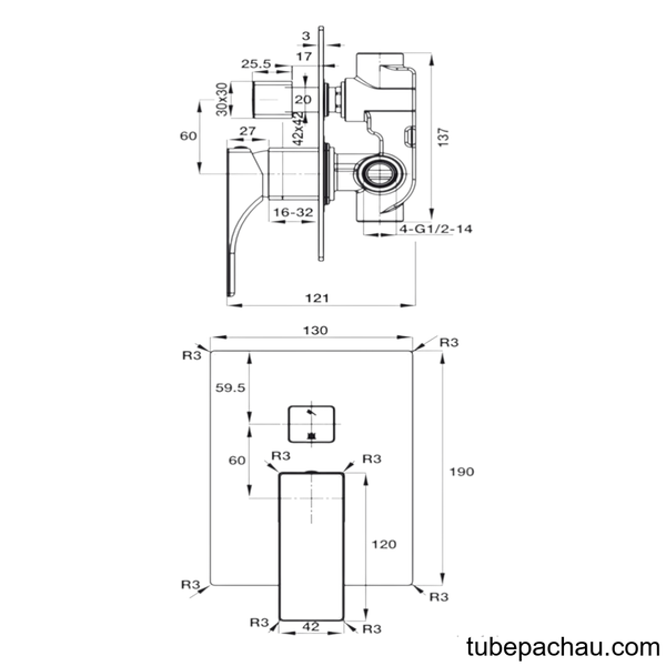 Bộ Trộn Âm 2 Đường Nước Regal Hafele 495.61.127