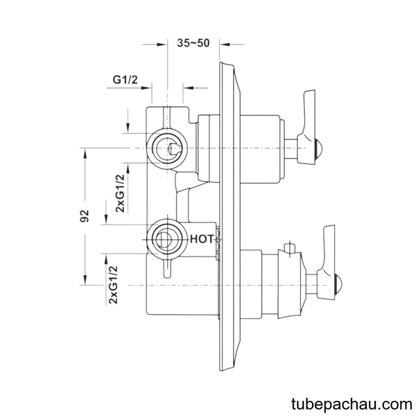 Bộ Trộn Âm Điều Nhiệt 2 Đường Nước Hafele 589.35.099