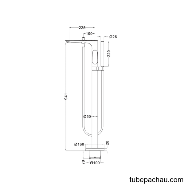 Bộ Trộn Bồn Tắm Đặt Sàn Kobe Hafele 589.15.120