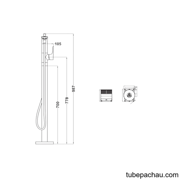 Bộ Trộn Bồn Tắm Đặt Sàn Kobe Hafele 589.15.120
