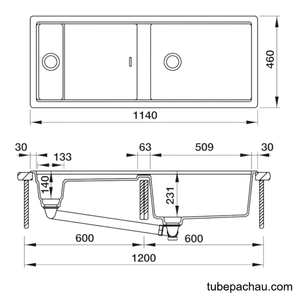 Chậu Đá HS19-GKD2S120 Hafele 570.35.340