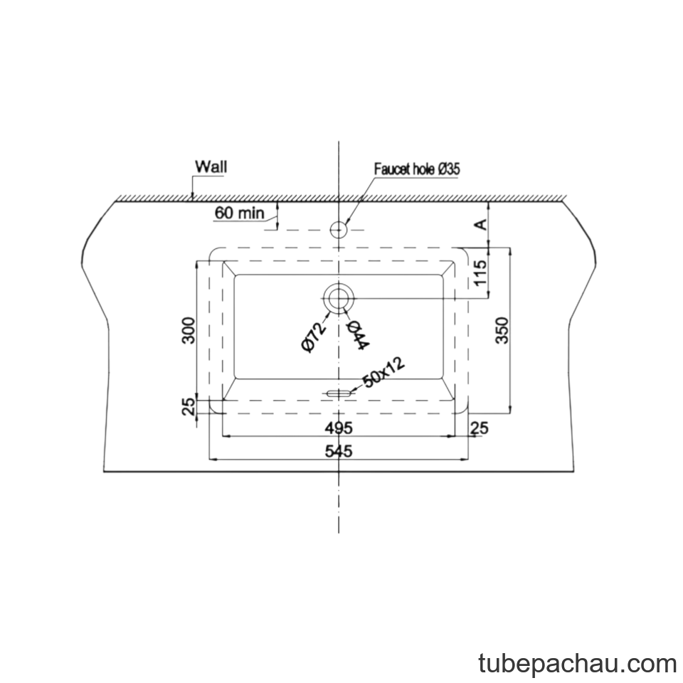Chậu Lavabo Âm Bàn Sapporo 545 Hafele 588.79.014