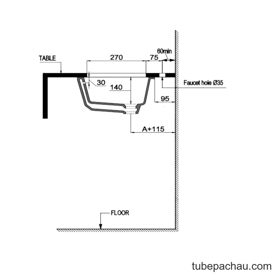 Chậu Lavabo Âm Bàn Sapporo 545 Hafele 588.79.014