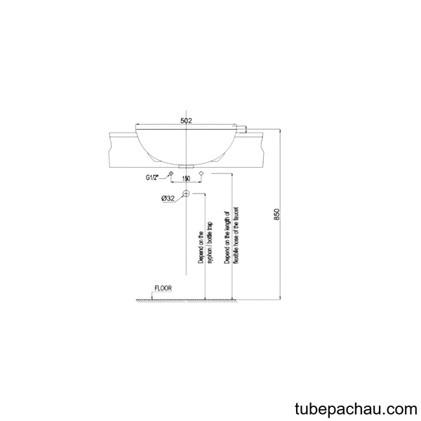 Chậu Lavabo Bán Âm Sapporo Hafele 588.79.041