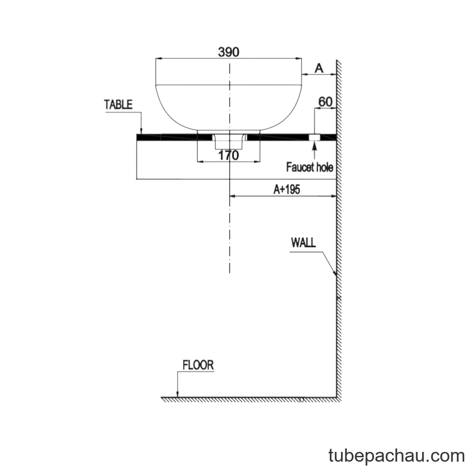 Chậu Lavabo Đặt Bàn Sapporo 585 Hafele 588.79.030