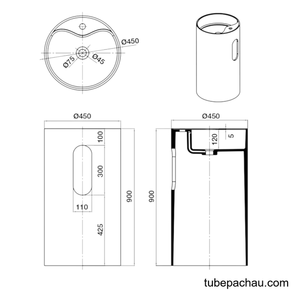 Chậu Lavabo Đặt Sàn HVN3009 Hafele 588.87.401